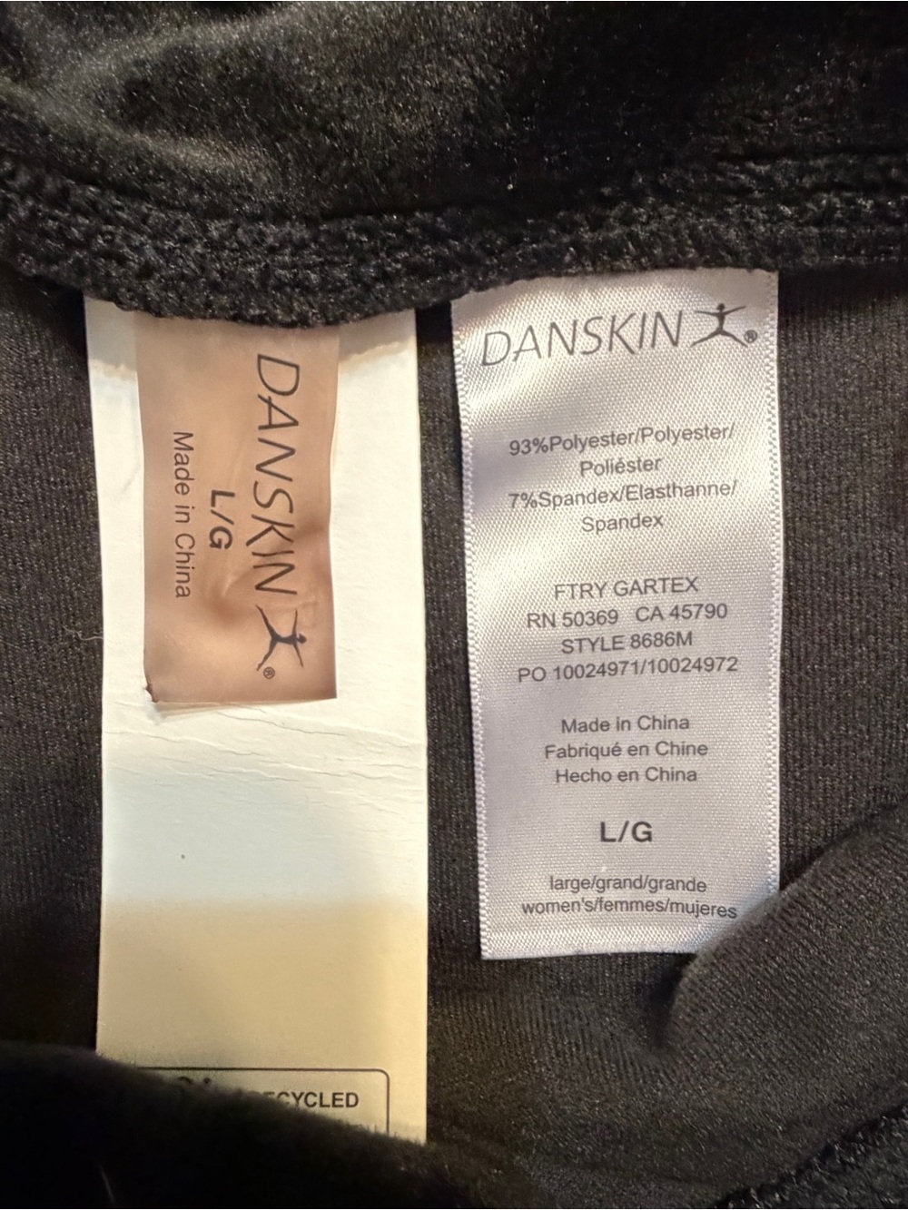 Danskin Black Velvet High-Waist Leggings size Large - Picture 5 of 5